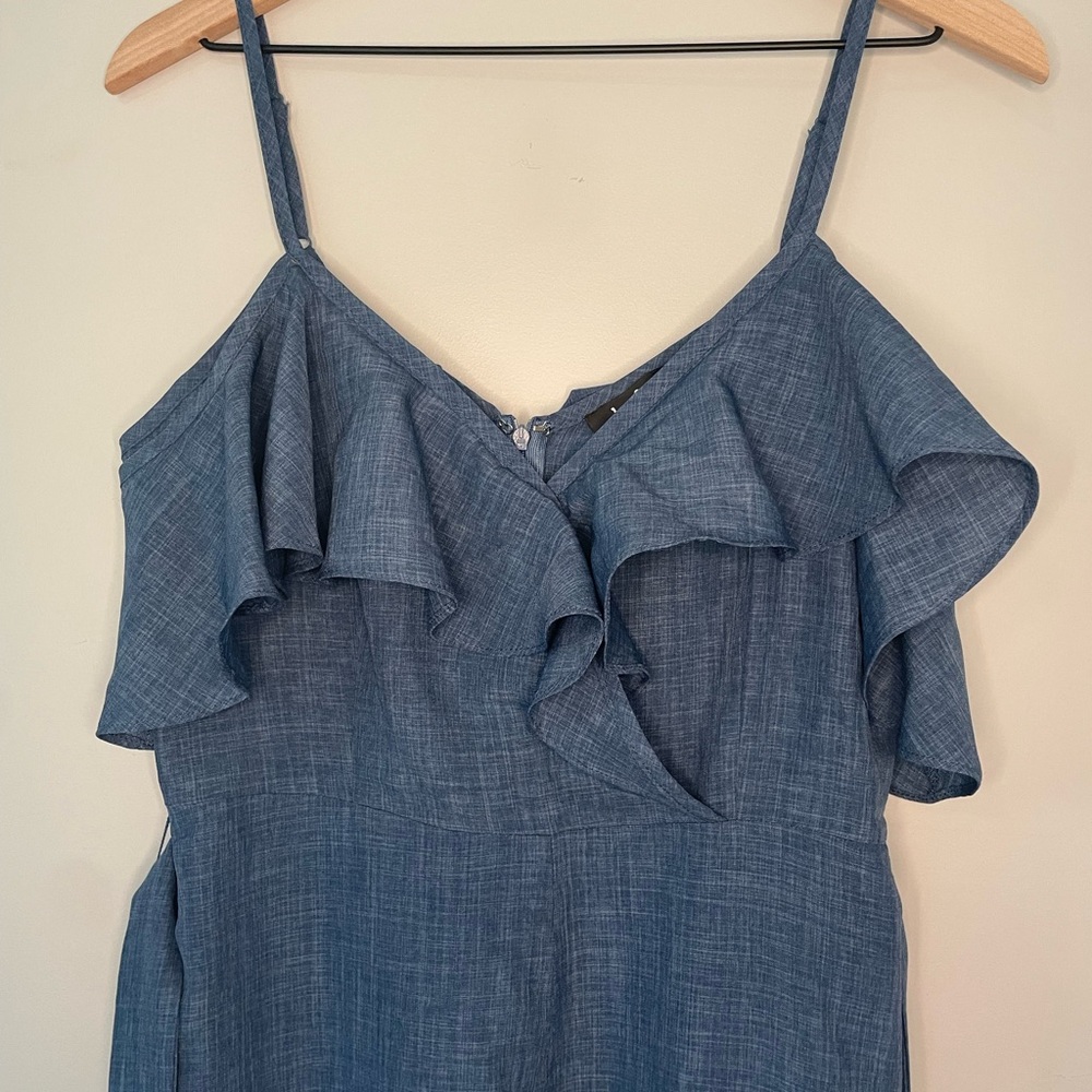 Blue Ruffled Spaghetti Strap Jumpsuit